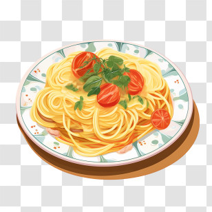 Spaghetti - Delicious Plate Of Spaghetti With Fresh Tomatoes And Herbs Transparent PNG