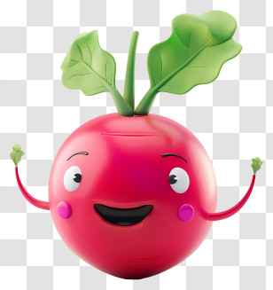 3d Cartoon Vegetable - Smiling Radish In Cartoon Style Transparent PNG