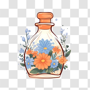 Perfume Bottle - Glass Bottle With Floral Arrangements Inside Transparent PNG