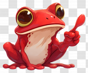 Clown Tree Frog - Red Cartoon Frog Pointing Transparent PNG