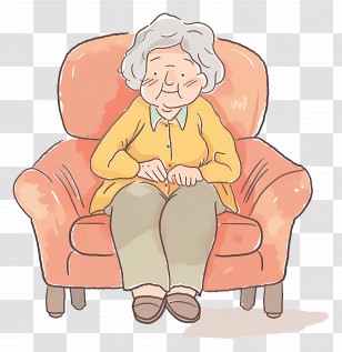 Tired Old Woman - Illustration Of An Elderly Woman Sitting In A Chair Transparent PNG
