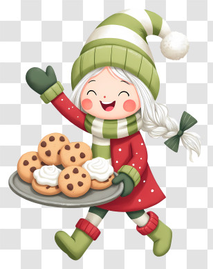 Christmas Gnome Decorating Cookies - Smiling Girl With Cookies (Christmas) Transparent PNG