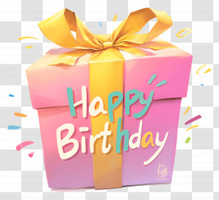 Birthday Gift - Birthday Gift Box With Ribbon Decoration Transparent PNG