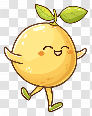 Lemon Kawaii - Adorable Happy Lemon Cartoon Illustration Transparent PNG
