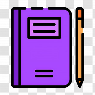Notebook - Purple Notebook With Pen In Flat Design Transparent PNG