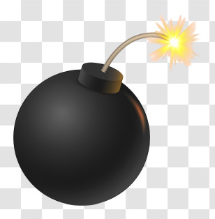Timer Bomb - Black Bomb With Lit Fuse Transparent PNG