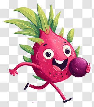 Cute Cartoon Dragon Fruit - Energetic Dragon Fruit Running Transparent PNG