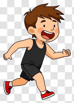 Running Boy - Running Boy In Black Tank Top Transparent PNG