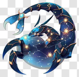 ‌mysterious Zodiac Creature - Blue Scorpion With Stars And Constellation Transparent PNG