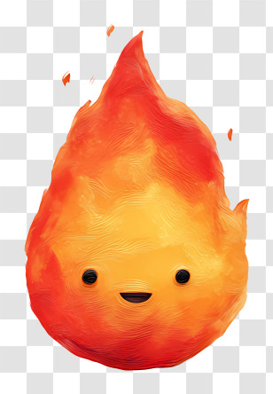 Fire Emoji - Cute Smiling Fire Flame Transparent PNG