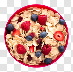 Cereal - Healthy Bowl Of Cereal With Fresh Berries Transparent PNG