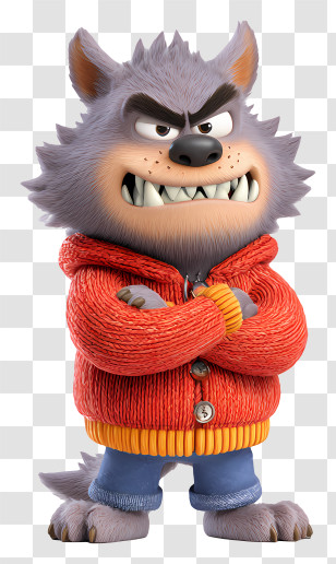 Cartoon Werewolf - Cartoon Wolf In Red Jacket Transparent PNG