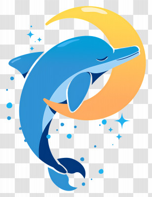 Dolphin Holding Moon - Dolphin Embracing The Moon Transparent PNG