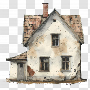 Old House - Vintage Old House Illustration Transparent PNG
