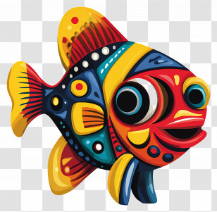 Cartoon Fish - Vibrant Cartoon Fish With Patterns Transparent PNG