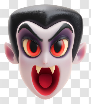 Dracula Head - Vampire Emoji With Fangs Transparent PNG