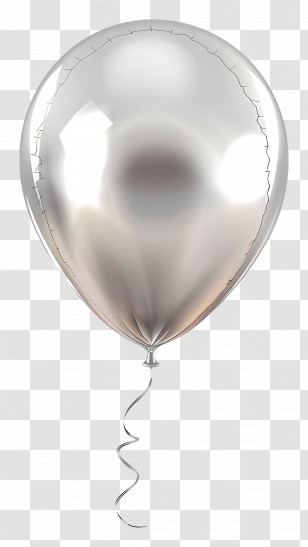 Single Balloon - Silver Balloon With Shiny Surface Transparent PNG