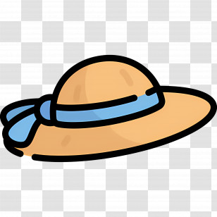 Pamela Hat - Straw Hat With A Blue Ribbon For Summer Transparent PNG