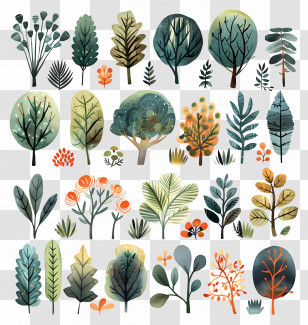 Plant - Watercolor Collection Of Trees And Plants Transparent PNG