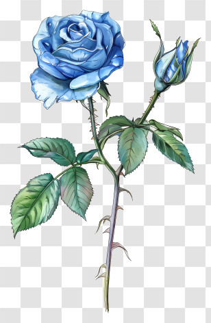 Blue Rose - Blue Rose Flower Illustration Transparent PNG