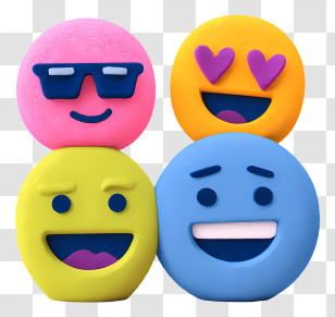 World Emoji Day - Colorful Emoji Faces With Various Expressions Transparent PNG