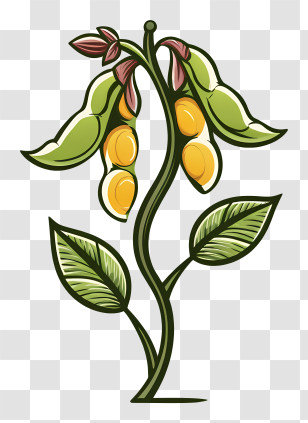 Soybean Logo - Yellow Beans On A Plant Transparent PNG