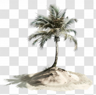 Palm Tree - Palm Tree On Sandy Beach Transparent PNG