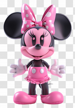 Mouse Minnie Rosa - Cartoon Mouse Character With Pink Bow Transparent PNG