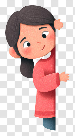 Girl Kid Peeking From Wall - Peeking Girl In Pink Transparent PNG