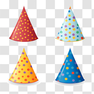 Birthday Hat - Colorful Polka Dot Party Hats Transparent PNG