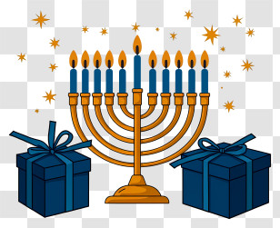 Hanukkah Menorah - Hanukkah Menorah With Presents Transparent PNG