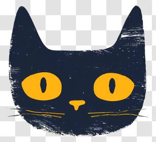 Cute Art - Black Cat Illustration Transparent PNG