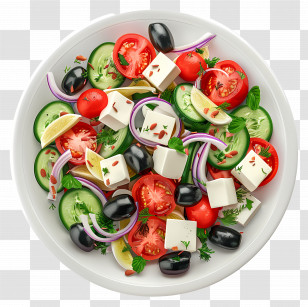 Greek Salad - Fresh Greek Salad With Vegetables And Feta Transparent PNG
