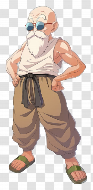 Master Roshi - Cartoon Bald Man Character In Relaxed Pose Transparent PNG
