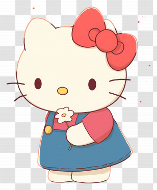 Hello Kitty - Hello Kitty Cartoon Character With Flower Illustration Transparent PNG