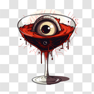 Halloween Cocktail - Eyeball In Martini Glass With Red Liquid Transparent PNG