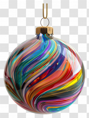Glass Ball Ornaments - Colorful Swirled Glass Ornament Transparent PNG