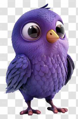 Purple Bird - Cute Purple Cartoon Bird With Big Eyes Transparent PNG