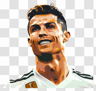 Cristiano Ronaldo - Stylized Portrait Illustration Of Athlete Transparent PNG