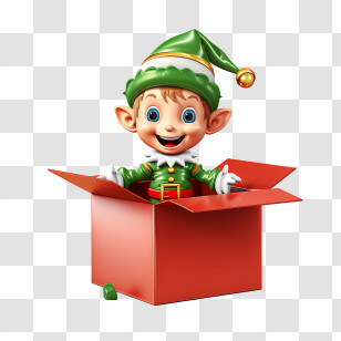 Christmas Elf - Christmas Elf Popping Out Of A Box Transparent PNG