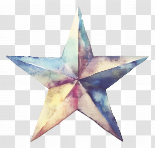 Watercolor Star - Watercolor Five-Pointed Star Illustration Transparent PNG