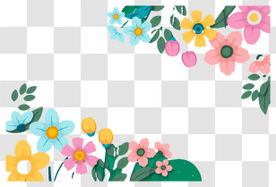 Colored Flowers - Colorful Flowers In Bloom Transparent PNG