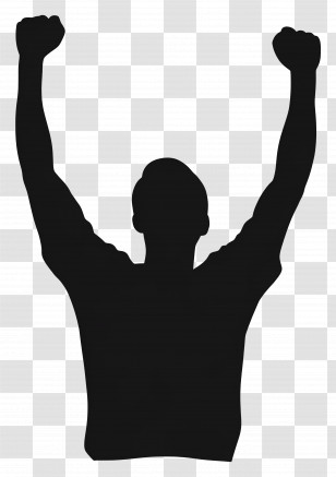 Olympic - Silhouette Of Person Celebrating With Raised Arms Transparent PNG