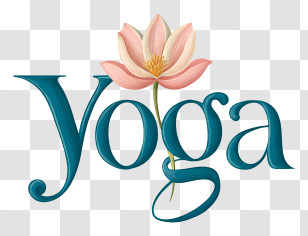 Yoga Logo - Yoga Text With Flower Design Transparent PNG