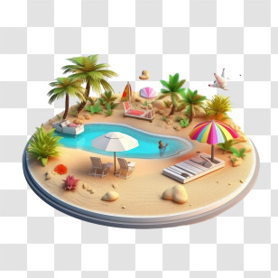 Travel - Miniature Tropical Beach Scene Transparent PNG
