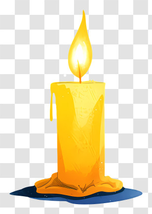 Candlelight - Yellow Candle With Flame Transparent PNG