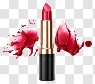 Lipstick - Red Lipstick With Artistic Splashes Transparent PNG