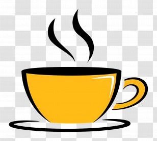 Coffee Logo - Yellow Coffee Cup With Steam Illustration Transparent PNG