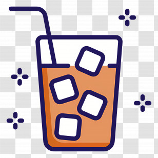 Cold Coffee - Iced Beverage With Straw And Ice Cubes Transparent PNG