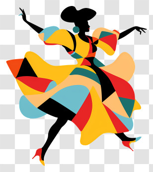 Spain Flamenco Dance - Colorful Dancing Woman Silhouette Transparent PNG